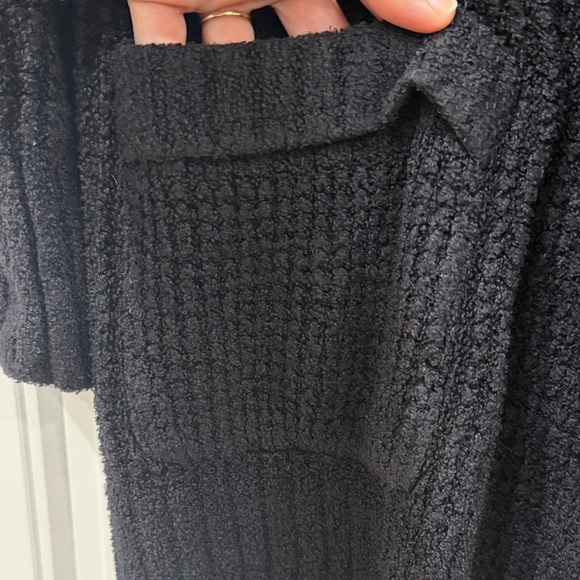 EUC Barefoot Dreams Black Long Waffle Knit Cardigan - Picture 5 of 6